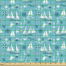 Nautical Parça Kumaş Denizcilik Yelken ve Gemi Temalı Görsel