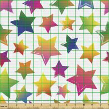 Rengarenk Parça Kumaş Gecenin İncisi Yıldızları Birlikte Deseni