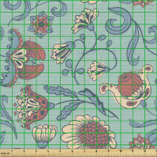 Çiçekli Parça Kumaş Eskitme Tarzda İşlenmiş Yapraklı Bitkiler