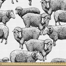 Koyun Parça Kumaş Tüylü Çiftlik Hayvanının Tekrarlı Deseni