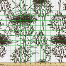 Vintage Parça Kumaş Yabani Görünümlü Bitkilerden Deve Dikeni