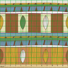 Bitki Parça Kumaş Çizgili Arka Plan Üzerine Yaprak Motifli Afiş