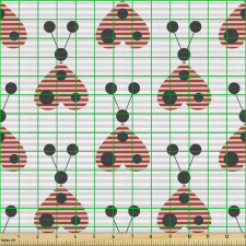 Sevimli Parça Kumaş Yatay Şeritler ve Noktalar ile Uğur Böceği