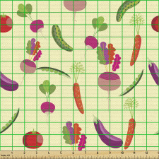 Sebze Parça Kumaş Salatalık Turp Bezelye Domates ve Patlıcan