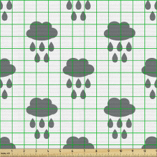 Yağmur Parça Kumaş Bulutlar ve Su Parçacıkları Minimal Desen