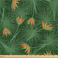 Tropikal Parça Kumaş Yapraklar ve Bitkilerden Karışık Desen