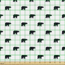 Hayvanlar Parça Kumaş Beyaz Fon Üzerindeki Siyah Ayı Desenli