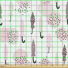 Retro Parça Kumaş Benekli Soyut Şekiller ve Şemsiyeler Desen