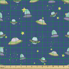 Galaksi Parça Kumaş Evrende Uçan Uzay Gemisi Figürleri Tekrarlı