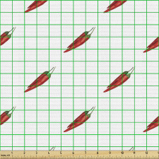 Biber Parça Kumaş Çapraz Şekilde Dizili Kırmızı Sebzeler Desen