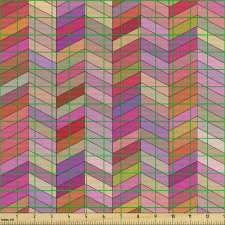 Şevron Parça Kumaş Üç Boyutlu Gibi Rengarenk Zikzak Çizgiler