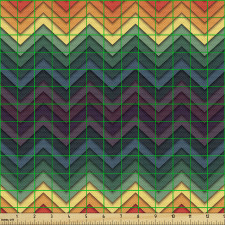 Şevron Parça Kumaş Koyu ve Sıcak Renklerden Zikzak Çizgiler