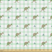 Hayvanlar Parça Kumaş Beyaz Fon Üzerinde Kanguru Desenli Çiçek