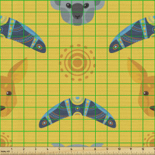 Doğal Yaşam Parça Kumaş Avustralya Hayvanları Desenli Rengarenk