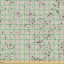 Kalpli Parça Kumaş Minimal Tekrarlı Sevgi Sembollerinden Desen