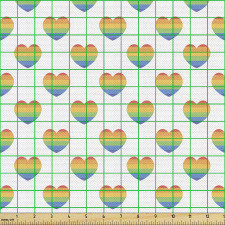 Romantik Parça Kumaş Rengarenk Kalpler Desenli Beyaz Fonlu