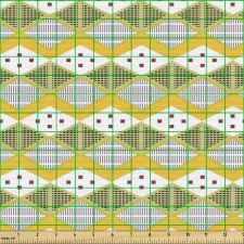 Geometrik Parça Kumaş Dörtgenli Zikzak Desenli Çizgili Sarı