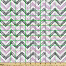 Vintage Parça Kumaş El Çizimi Dekoratif Zikzaklar Desenli Pembe