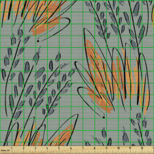 Floral Parça Kumaş Sade Fon Üzerindeki Otlar Desenli Dekoratif