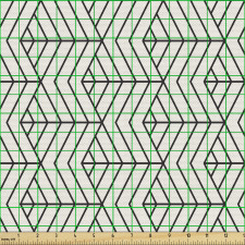 Geometrik Parça Kumaş Bej Antrasit Zikzaklı Çizgili Desenli