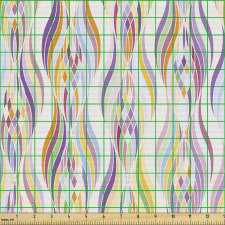 Soyut Parça Kumaş Rengarenk Dalgalı Geometrik Şekilli Desen
