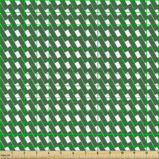 Soyut Parça Kumaş Yeşil ve Beyaz Geometrik Desenli Dörtgenler