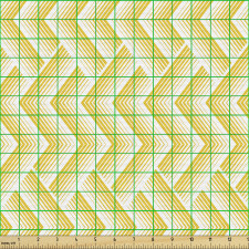 Geometrik Parça Kumaş Sarı ve Beyaz Zikzaklar Desenli Çizgiler