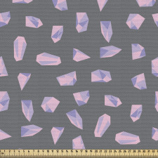 Geometrik Parça Kumaş Gri Zeminde Minik Köşeli Kristal Figürler
