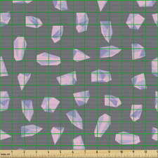 Geometrik Parça Kumaş Gri Zeminde Minik Köşeli Kristal Figürler