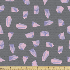 Geometrik Parça Kumaş Gri Zeminde Minik Köşeli Kristal Figürler