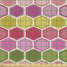 Geometrik Parça Kumaş Sevimli Altıgen Petekler ile Noktalar