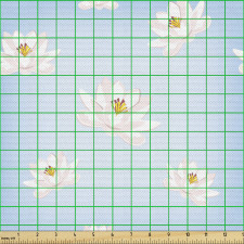 Botanik Parça Kumaş Basit ve Sade Nilüfer Çiçekleri Çizimi