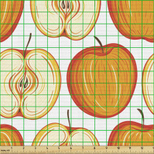 Mutfak Parça Kumaş Ortadan İkiye Kesilmiş Gerçekçi Elmalar
