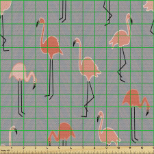Hayvan Parça Kumaş Zikzak Çizgili Zeminde Gezinen Flamingolar
