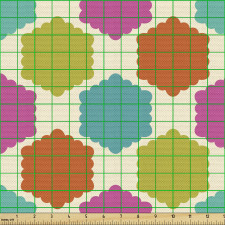 Geometrik Parça Kumaş Sevimli ve Kenarları Kıvrımlı Altıgenler