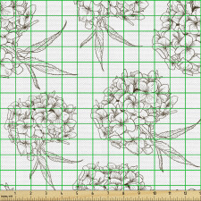 Nostaljik Parça Kumaş Zarif ve Narin Ortancaların Eskiz Çizimi