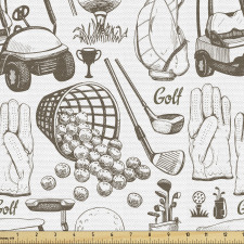 Vintage Parça Kumaş Golf Ekipmanlarının Detaylı Eskiz Çizimi