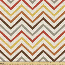 Retro Parça Kumaş Canlı ve Parlak Geometrik Zikzak Desenler