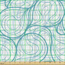 Soyut Parça Kumaş Sade Fon Üzerinde Kıvrılmış Turkuaz Şekiller