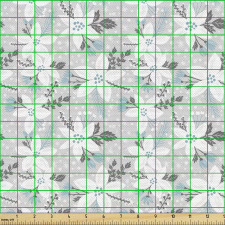 Karlı Parça Kumaş Kış Temalı Arka Planda Süslü Çiçekli Motifler