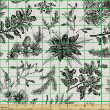 Botanik Parça Kumaş Açık Fonda Çeşitli Noel Çiçekleri Motifleri