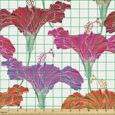 Suluboya Parça Kumaş Parlak ve Güzel Tropikal Çiçek Desenleri