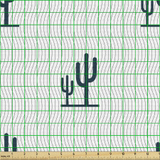 Çöl Parça Kumaş Kaktüs İkonları ile Kıvrımlı Çizgiler Deseni