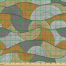 Soyut Parça Kumaş İç İçe Dairesel Kıvrımlı Yatay Şeritler Model