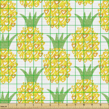 Ananas Parça Kumaş Kalplerden Yapılmış Egzotik Meyve Deseni