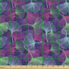 Botanik Parça Kumaş Koyu Tonlarda Yapraklar Tekrarlı Model