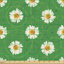 Floral Parça Kumaş İlkbahar Sezonu Beyaz Papatya Desenli