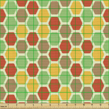 Geometrik Parça Kumaş Rengarenk Minimal Aralıksız Altıgenler