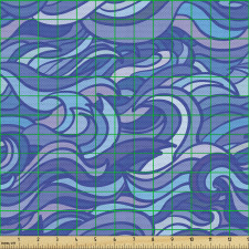 Deniz Parça Kumaş Dalgaları Andıran Mavi Tonlarında Çizgiler