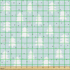 Botanik Parça Kumaş Noktalar Tavşanlar ve Çam Ağaçları